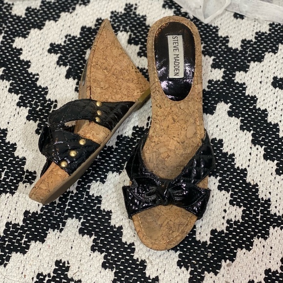 Steve Madden 90’s cork wedges with bow detail size 8 - Picture 3 of 10